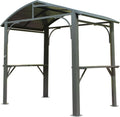 8x5FT Arc Roof, Grill Canopy for Outdoor Grill w,Double Galvanized Steel Roof and 2 Side Shelves, BBQ Gazebo Grill Tent for Patio GBackyard, Grey