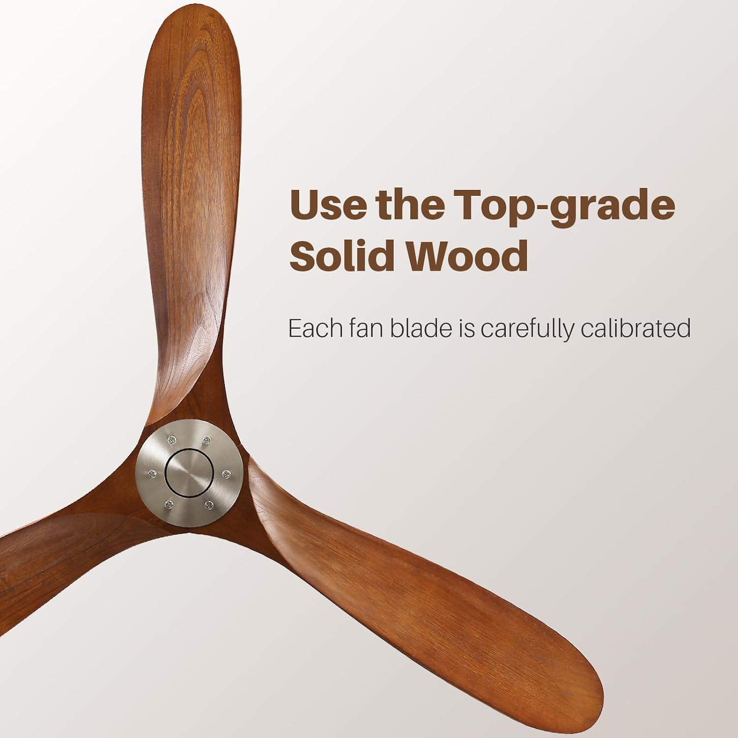 CACI Mall 60' Ceiling Fan no Light, Outdoor Ceiling Fans for Patios Without Lights, Remote Control, Solid Wood 3 Blades, Quiet, Indoor Ceiling Fan for Living Room, Patio, Bedroom, Porch, Farmhouse