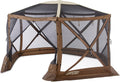 Clam Quick-Set Sky Screen Shelter – 8-Person Pop-Up Tent with Screened Roof for Airflow & Stargazing, 140' x 140', Brown, Instant Setup, Oversized Carry Bag – Camping, Tailgating, Outdoor Use