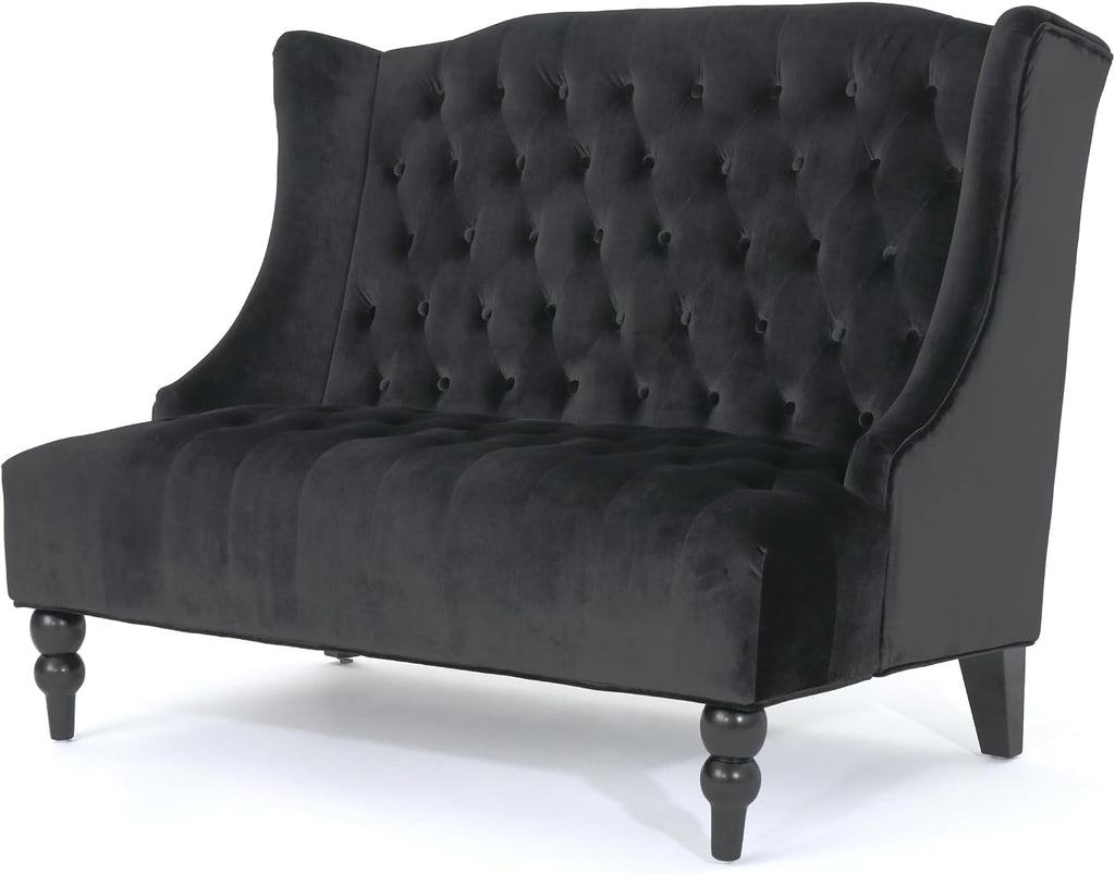 Merax Loveseat Sofa, Classic 2 Seater Couch for Living Room Bedroom Office, Black