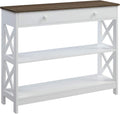 Convenience Concepts Oxford 1-Drawer Console Table 39.5' - Farmhouse Sofa Display with Storage Shelf For Living, Family, & Dining Room, Modern Entryway Hall Table for Kitchen, Bedroom, Driftwood/White