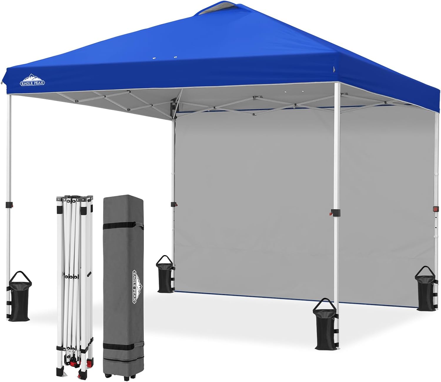 EAGLE PEAK Commercial Canopy 10x10 Pop Up Canopy Tent with 1 Sidewall, Easy Setup Heavy Duty Instant Event Shelter for Vendors & Markets, Outdoor Sun Shade, Blue