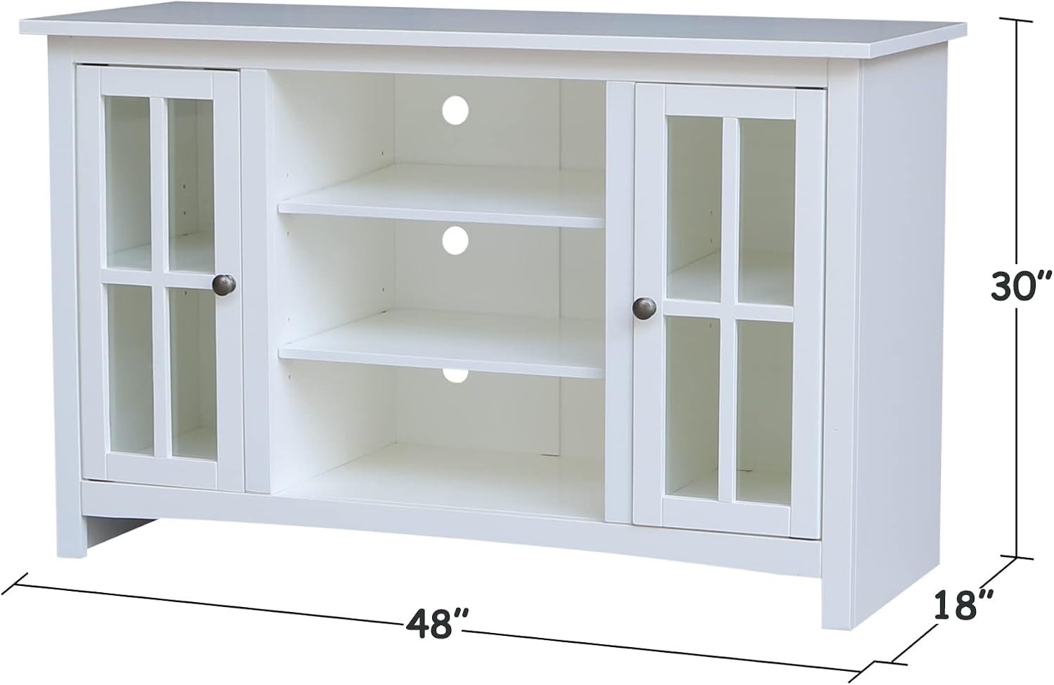 IC INTERNATIONAL CONCEPTS Entertainment/TV Stand with Open Shelves and 2 Doors in White - 48' Height