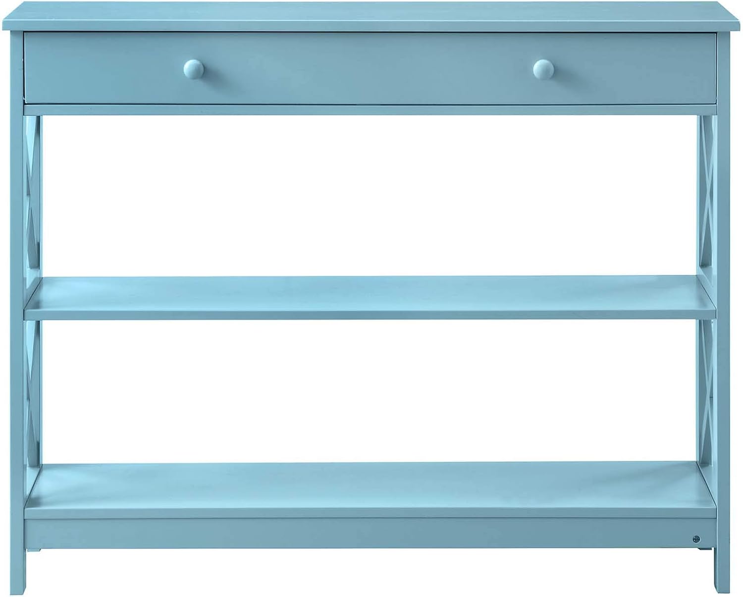 Convenience Concepts Oxford 1-Drawer Console Table 39.5' - Farmhouse Sofa Display with Storage Shelf For Living, Family, & Dining Room, Modern Entryway Hall Table for Kitchen, Bedroom, Sea Foam Blue