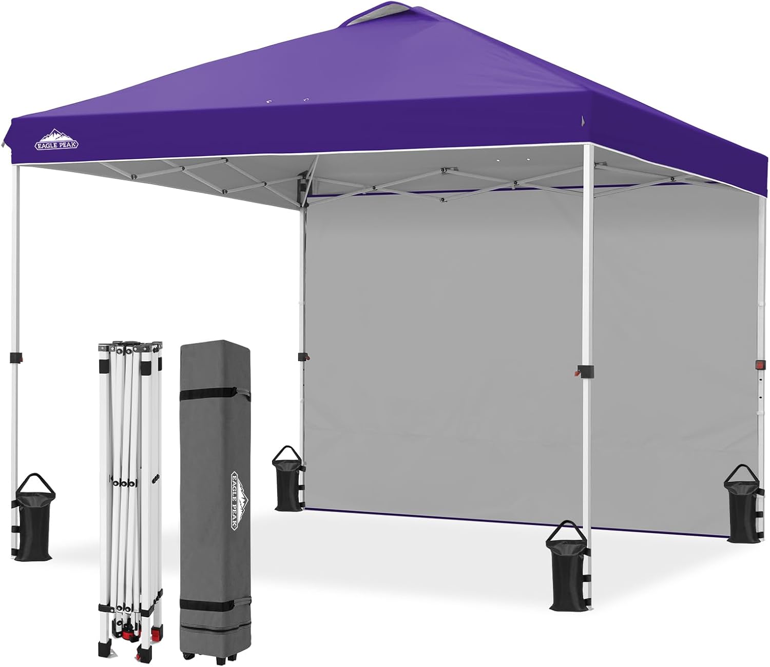 EAGLE PEAK Commercial Canopy 10x10 Pop Up Canopy Tent with 1 Sidewall, Easy Setup Heavy Duty Instant Event Shelter for Vendors & Markets, Outdoor Sun Shade, Purple