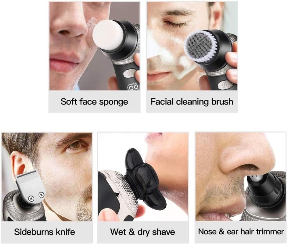 Electric Razor for Men, Waterproof Electric Shaver for Men Beard Hair Trimmer Electric Razor Rechargeable Shaving Machine for Bald Head