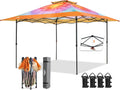 EAGLE PEAK 13x13 Straight Leg Pop Up Canopy Tent Instant Outdoor Canopy Easy Single Person Set up Folding Shelter w/Auto Extending Eaves 169 Square Feet of Shade (Floral Tie Dye)