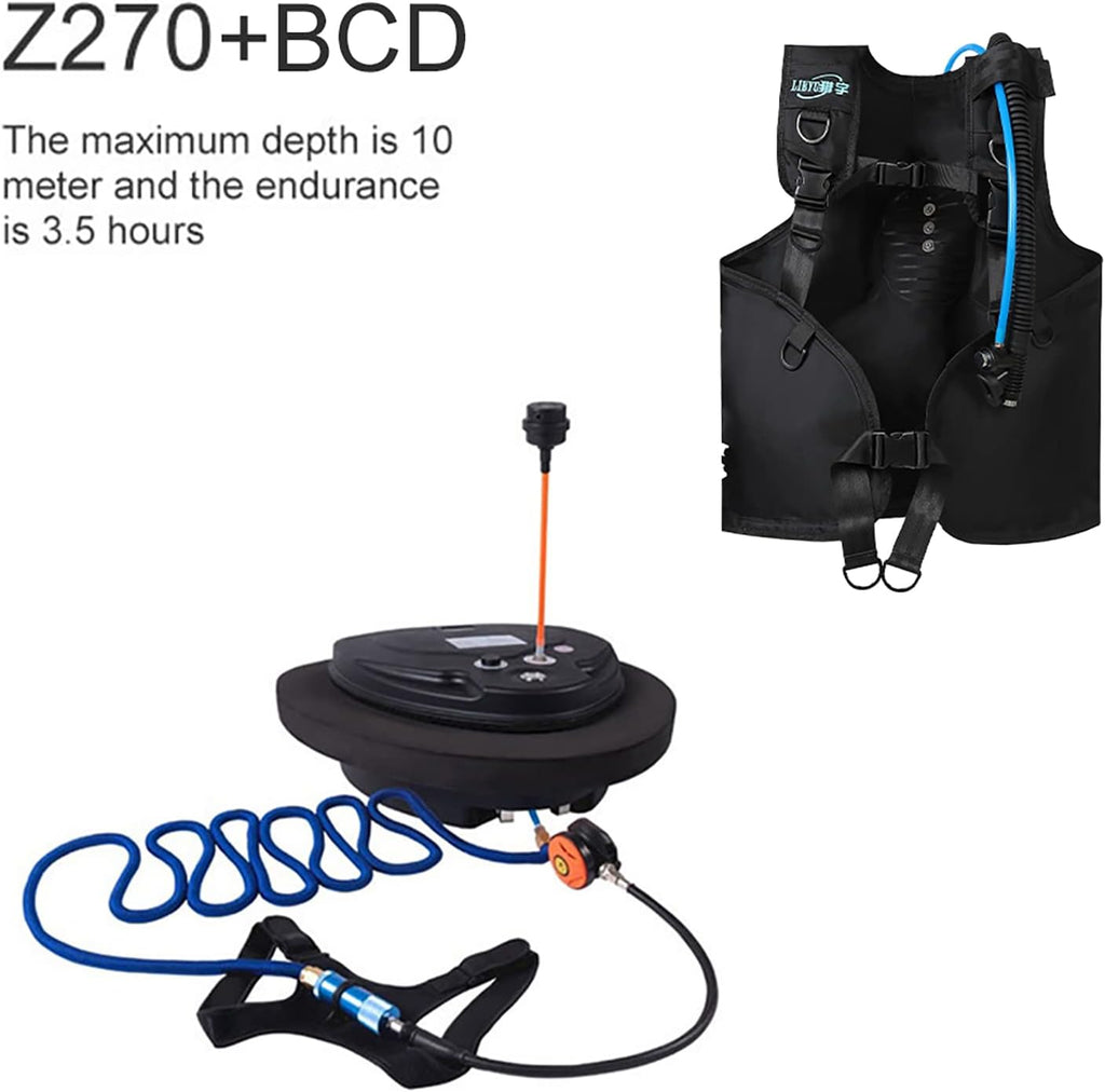 TUXING Diving Ventilator,Diving Without Tanks with Scuba BCD, Waterproof Portable Rechargeable Scuba Diving Tank,45 ft Hose & Scuba Breathing Regulator,Octopus Hookah with Mouthpiece