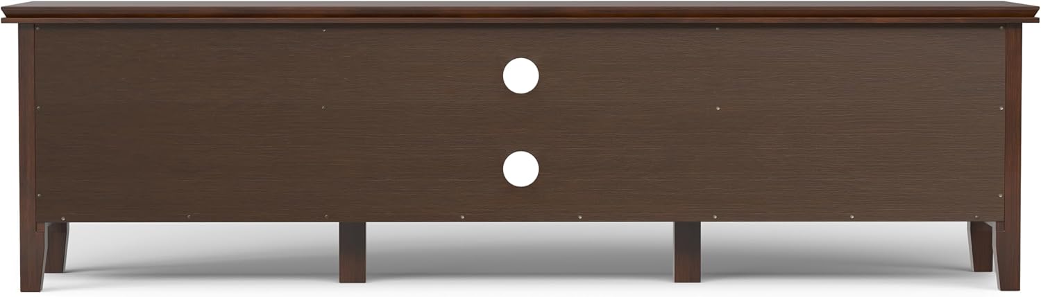 SIMPLIHOME Artisan TV Stand - 72 inch Wide Solid Wood Low Media Console in Russet Brown, Transitional Entertainment Center for Living Room for TVs up to 80 Inches with Shelves and Cable Management