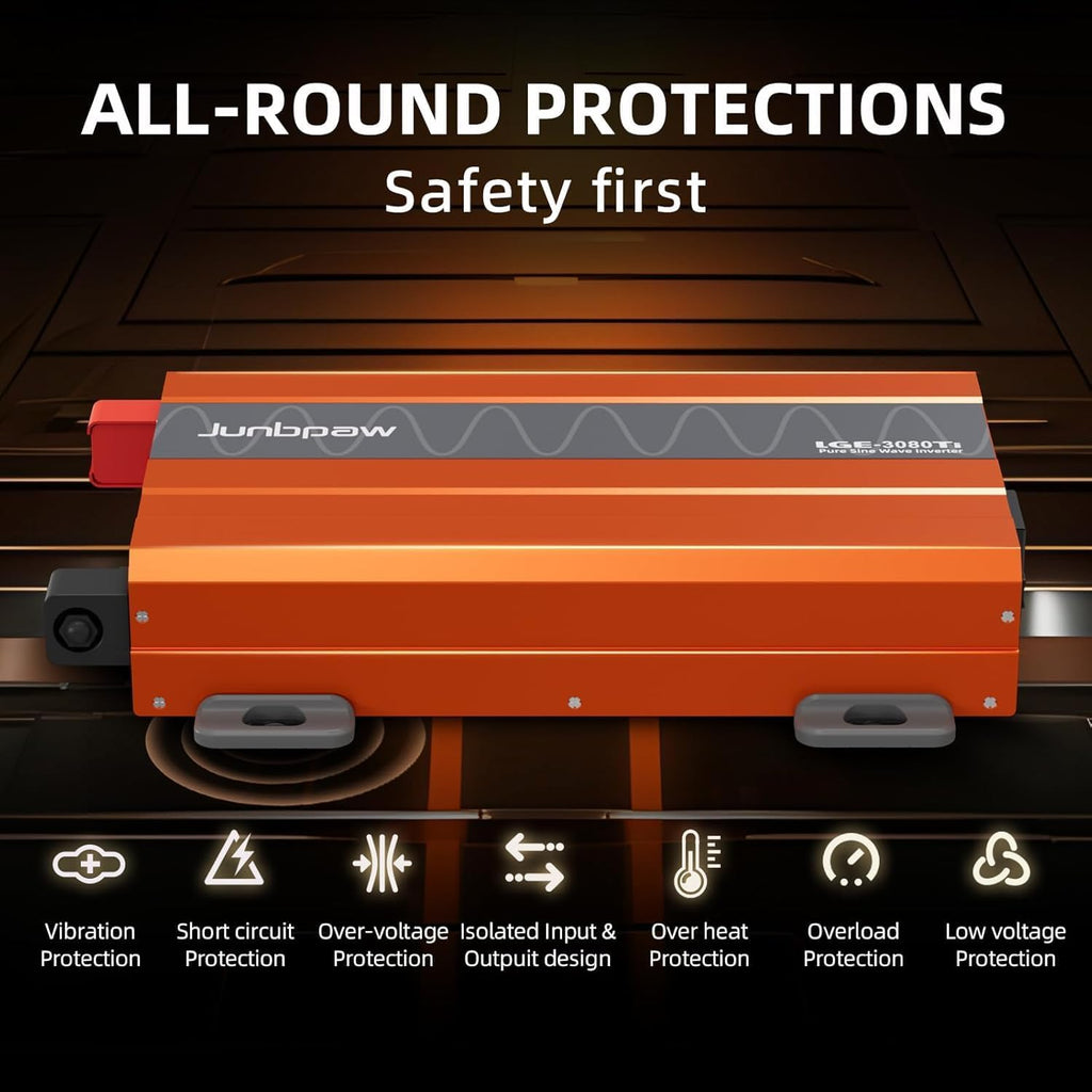 3080W Pure Sine Wave Inverter 24V to 110V Ultra Quiet, Game-Changing Design | 24V to 120 Converter for Home, RV, Camping, Off-Grid & Outdoor Adventures丨DC to AC (LGE-24-3080TI)