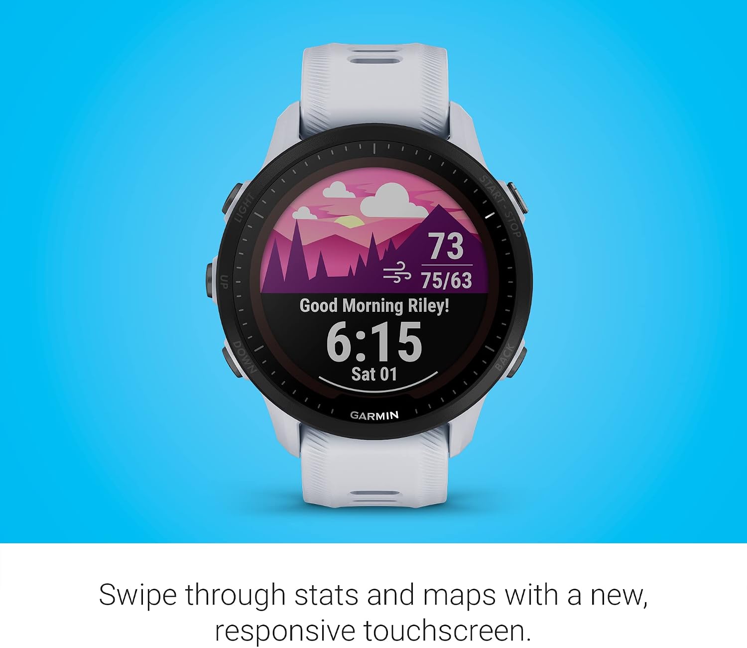 Garmin Forerunner® 955 Solar, GPS Running Smartwatch with Solar Charging Capabilities, Tailored to Triathletes, Long-Lasting Battery, Whitestone
