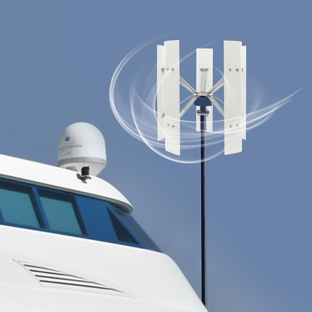 100W Vertical Axis Wind Turbine Generator, Permanent Magnet Generator with Intelligent Controller, Low Noise Helical Design Windmill for Home, Boats, Street Lighting (12V,100W,Style 2)