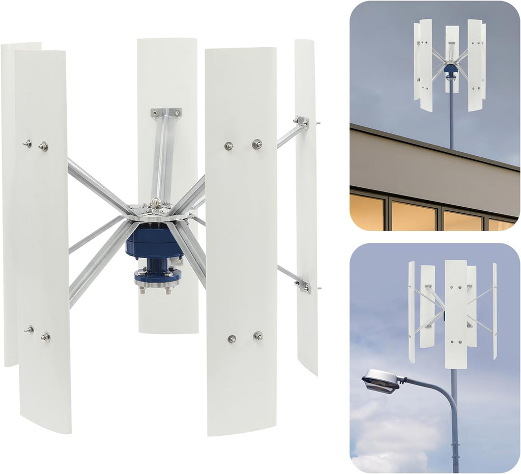 100W Vertical Axis Wind Turbine Generator, Permanent Magnet Generator with Intelligent Controller, Low Noise Helical Design Windmill for Home, Boats, Street Lighting (12V,100W,Style 2)