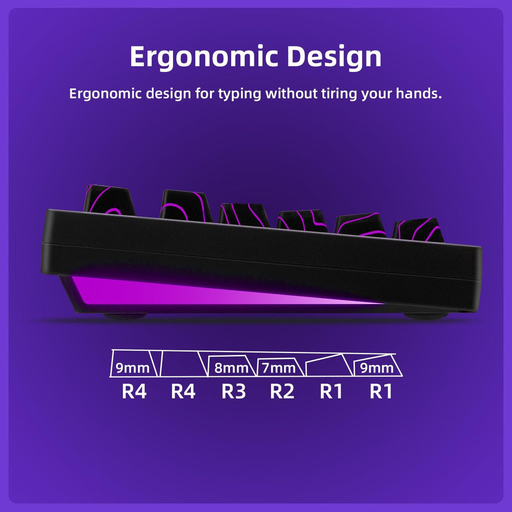 ZORNHER ZH870 Wireless Gaming Mechanical Keyboard,80% Black Custom Creamy Sound Keyboard with Lighted Up Black Topographic Keycaps,Creamy Sounding Linear Switches,Hot-Swappable,RGB Backlit