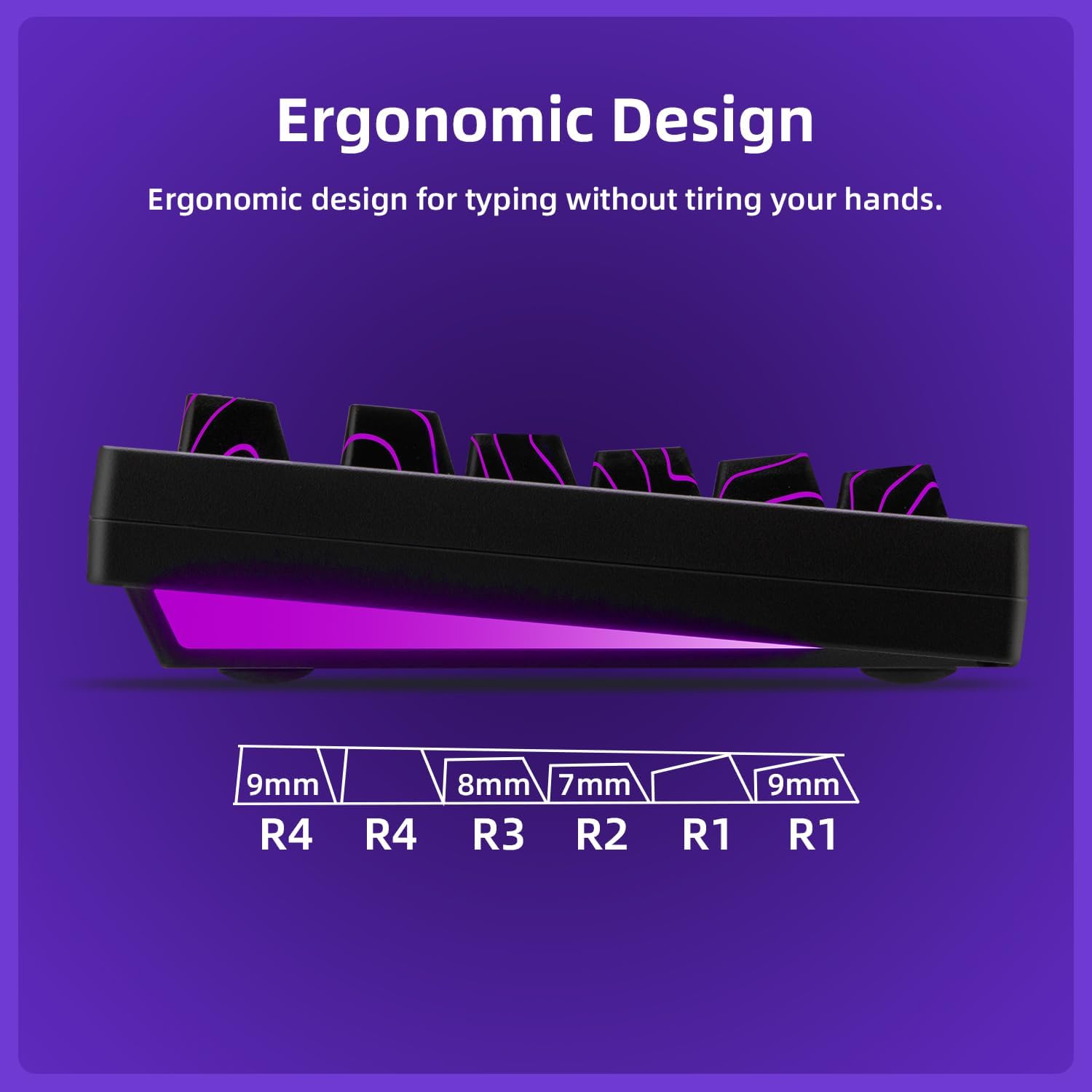 ZORNHER ZH870 Wireless Gaming Mechanical Keyboard,80% Black Custom Creamy Sound Keyboard with Lighted Up Black Topographic Keycaps,Creamy Sounding Linear Switches,Hot-Swappable,RGB Backlit
