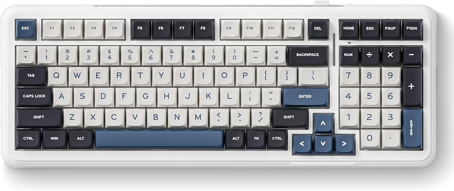 MCHOSE K99 Wireless Mechanical Keyboard, Tri-Mode Connection Gaming Keyboard, Hot Swappable Custom Gasket Structure, Pre-lubed Linear Switches, Double Shot PBT Keycaps RGB LED Backlit Navy Blue