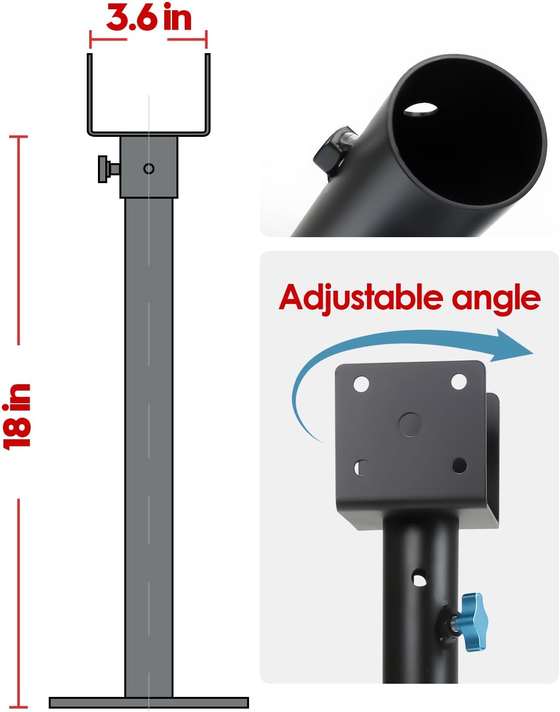 3 Pack 3.6' 304 Saddle Stainless Steel Roof Riser for Patio Pergola, Heavy-Duty 18-1/4 Inches High, Pergola Roofs Riser Beam Brackets, Adjustable Roof Riser Hardware, Black Finish (Stainless Steel)