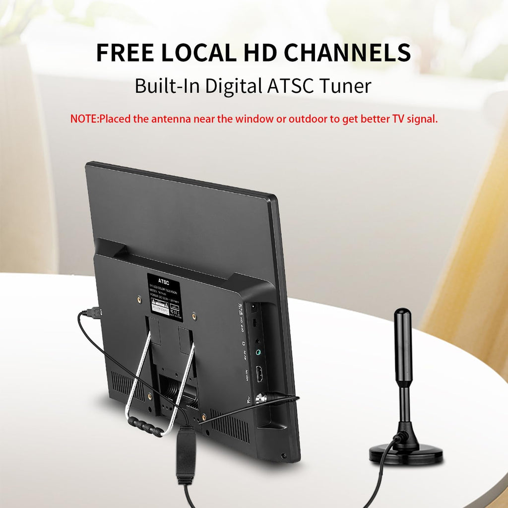 Othoig14'' Portable TV,Small TV with Batterys-HDMI,USB,AV Slot and 1 Antenna,Remote Control,12 Volt car Cable/AC for RV car/Camping/Kitchen