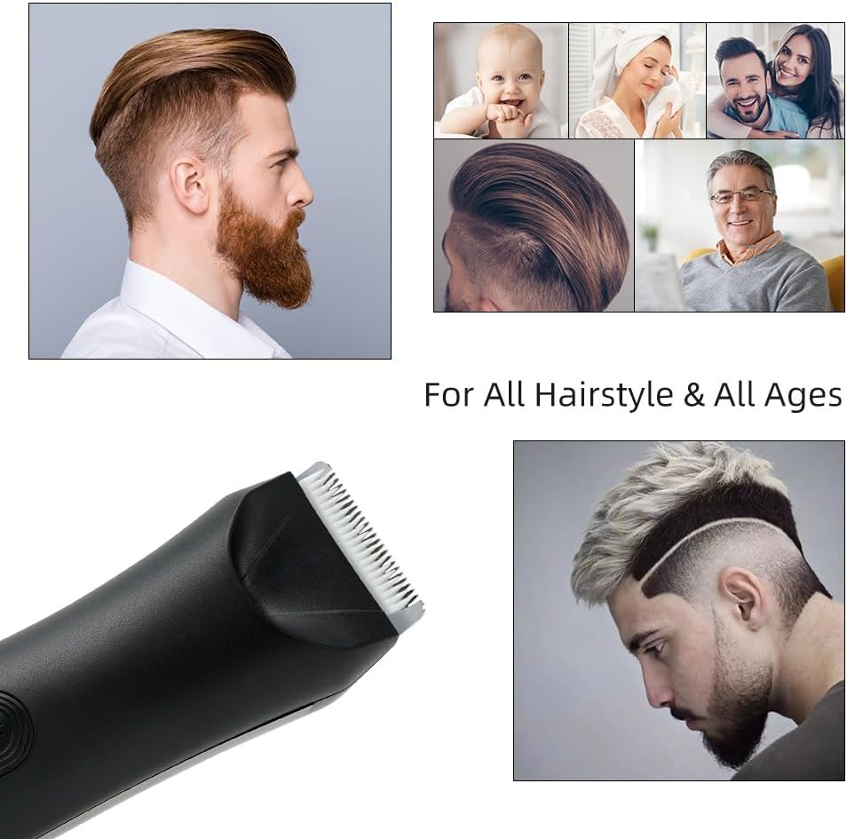 Hair Clippers for Men, Electric Body Trimmer and Shaver for Men Body Groomer Groin&Ball Pubic Hair Trimmer Replaceable Ceramic Blade IPX7 Waterproof, Black Set