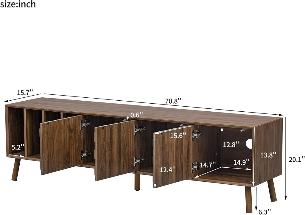 Merax 70' TV Stand for TVs Up to 80', Modern Entertainment Center with 3 Doors and Vertical Open Shelves, Media Console with Unique Mosaic Front Design for Living Room
