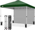 EAGLE PEAK Commercial Canopy 10x10 Pop Up Canopy Tent with 1 Sidewall, Easy Setup Heavy Duty Instant Event Shelter for Vendors & Markets, Outdoor Sun Shade, Green