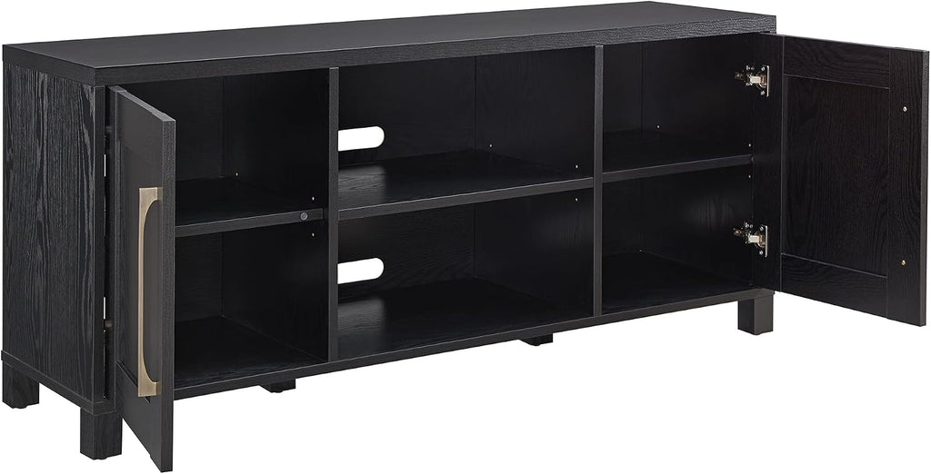 Henn&Hart Rectangular TV Stand for TV's up to 65' in Black Grain, TV Stands for the Living Room