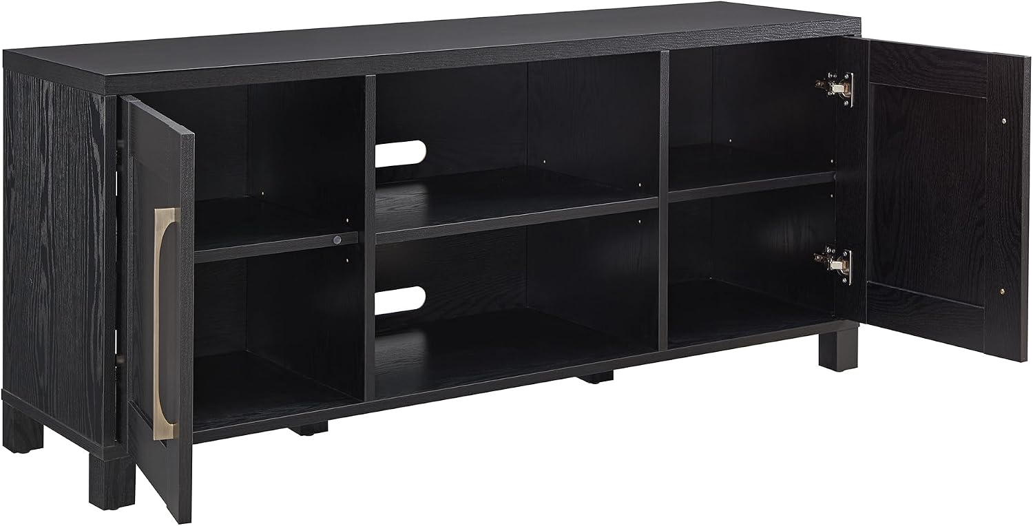 Henn&Hart Rectangular TV Stand for TV's up to 65' in Black Grain, TV Stands for the Living Room
