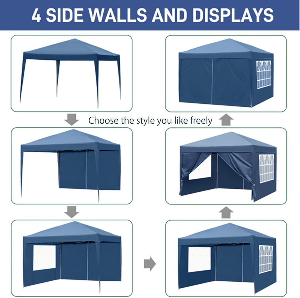 6.5x6.5 Pop Up Canopy Tent with Sidewalls, 3 Height Adjustable Beach Tent with Carrying Bag, 8 Stakes & 4 Ropes, Easy Set Up Gazebo for Events, Party, Wedding