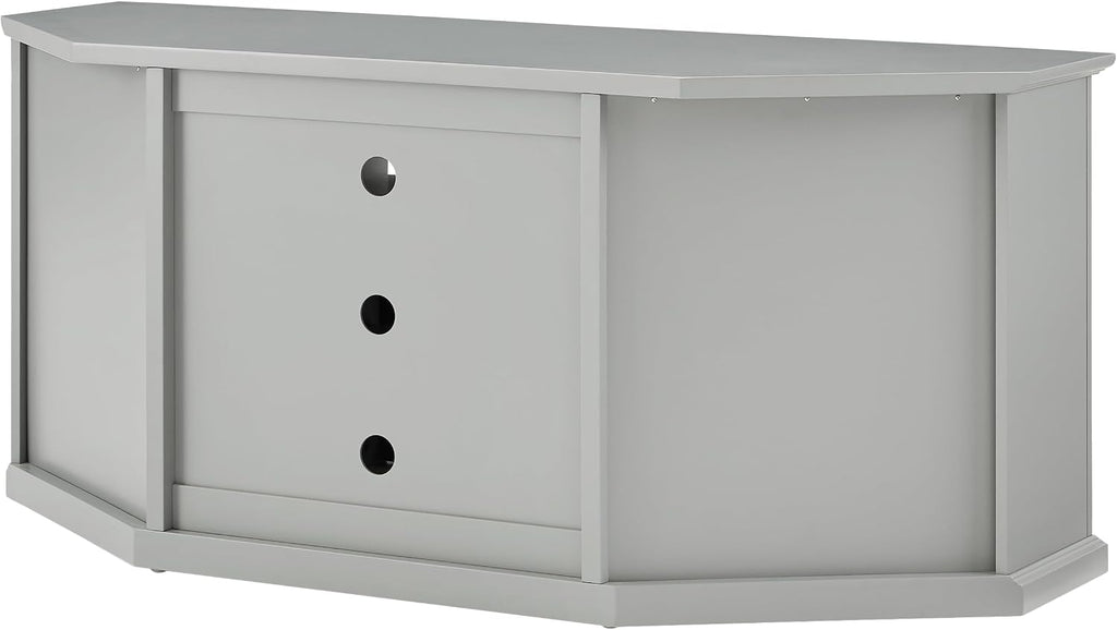Crosley Furniture Corner TV Stand for 65+ inch TVs, Entertainment Center with Adjustable Storage Shelves, Gray