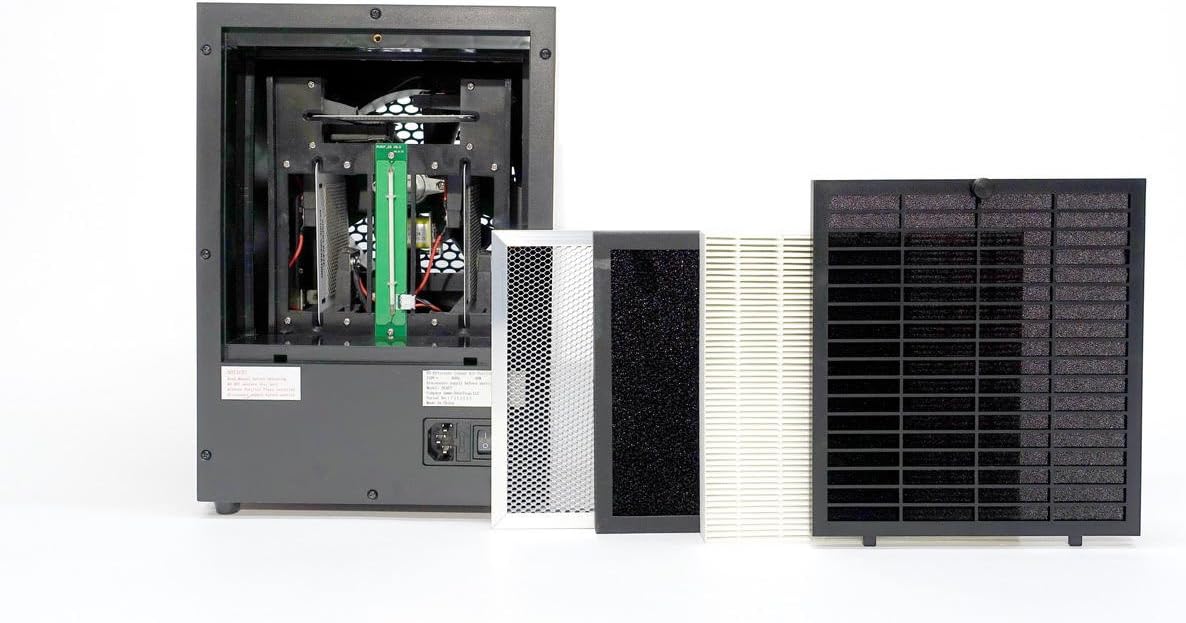 OdorStop OSAP7B - 7 in 1 Air Purifier with True HEPA Filter, Active Carbon, Ionizer, TiO2, 3 Ozone Plates and Remote Control