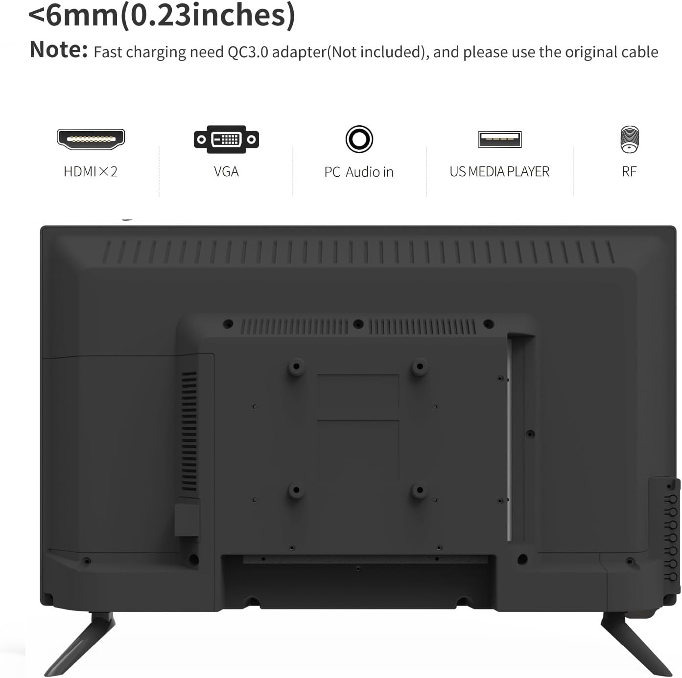 ATYME 24-inch Class 60Hz 720p HD LED TV Flat Screen Television, 24' Class, Small Flat Screen Television, LED HDTV with 1*USB 2* HDMI 1*VGA ARC Connection 240AH5HD