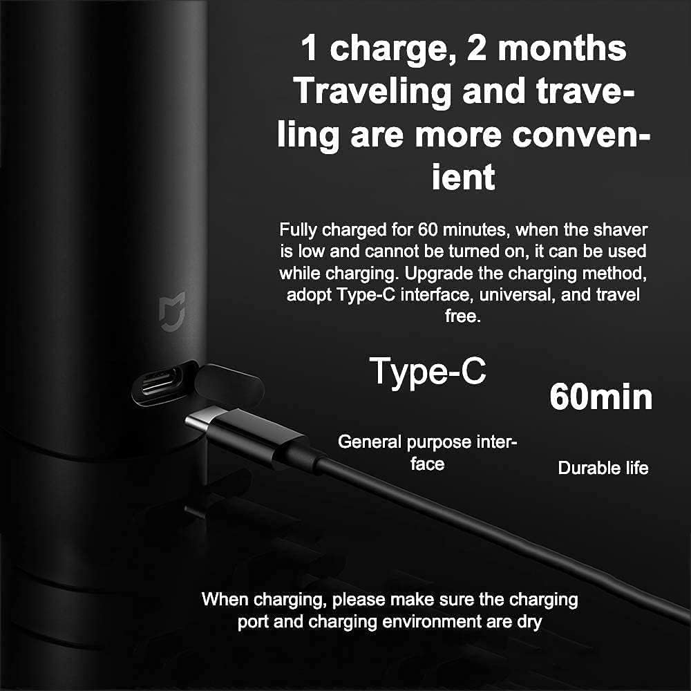 Electric Head Hair Shaver, Men Rotary Shaver Razor, Waterproof Wet/Dry, Rechargeable Cordless USB, LED Display,Black