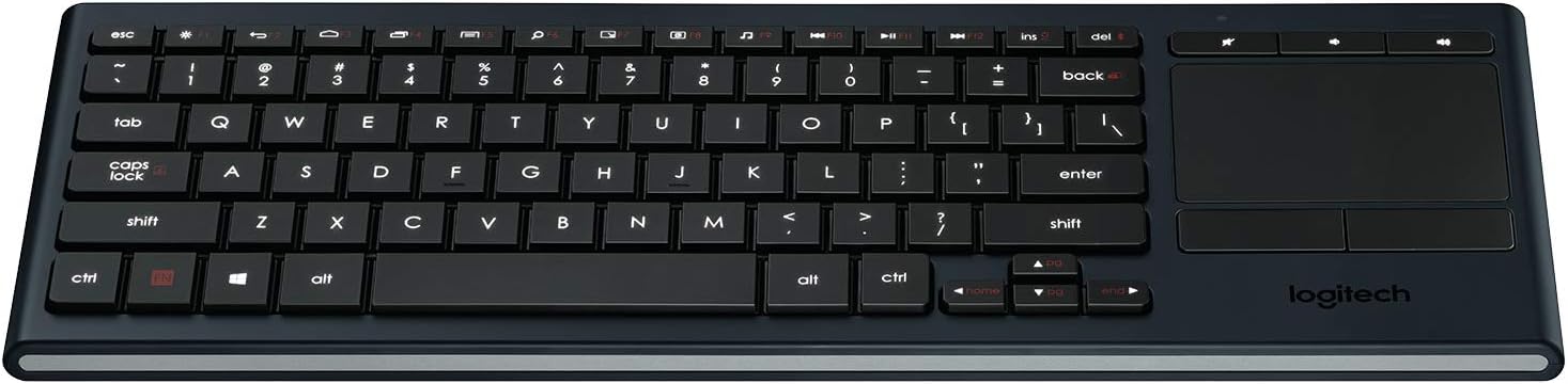 Logitech K830 Illuminated Living-Room Keyboard with Built-in Touchpad – Easy-Access Media Keys and Shortcut Keys for Windows or Android