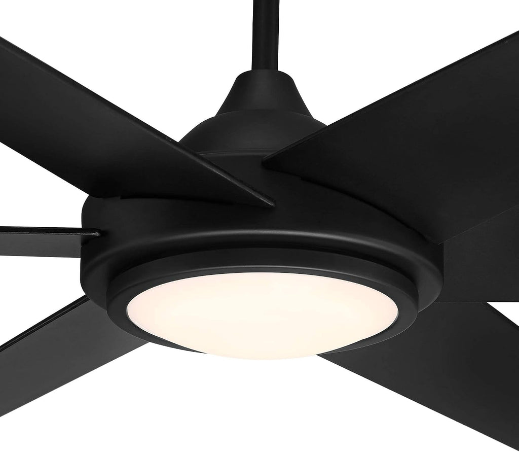 Casa Vieja 56' Estate Modern 6 Blade Indoor Outdoor Ceiling Fan with Dimmable Light LED Remote Control Matte Black Wood White Diffuser Damp Rated for Patio Exterior House Porch Gazebo Barn