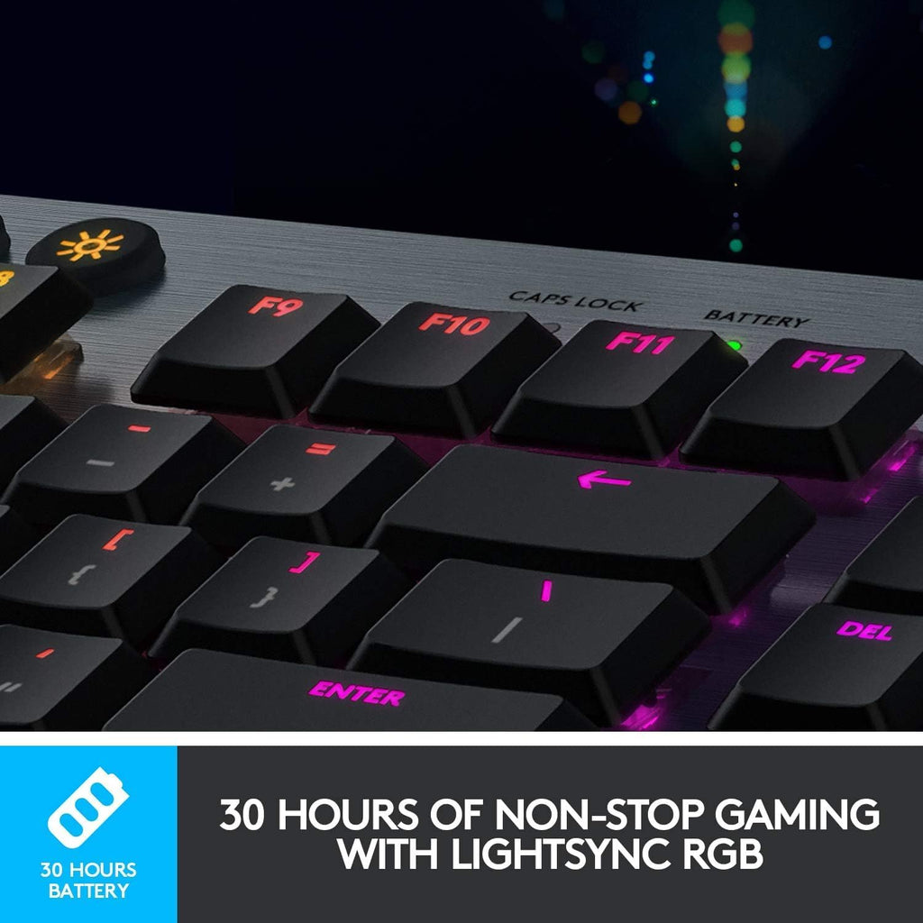 Logitech G915 Mechanical Gaming Keyboard, Low Profile GL Linear Key Switch, LIGHTSYNC RGB, Advanced Lightspeed Wireless and Bluetooth Support,Black (RENEWED)