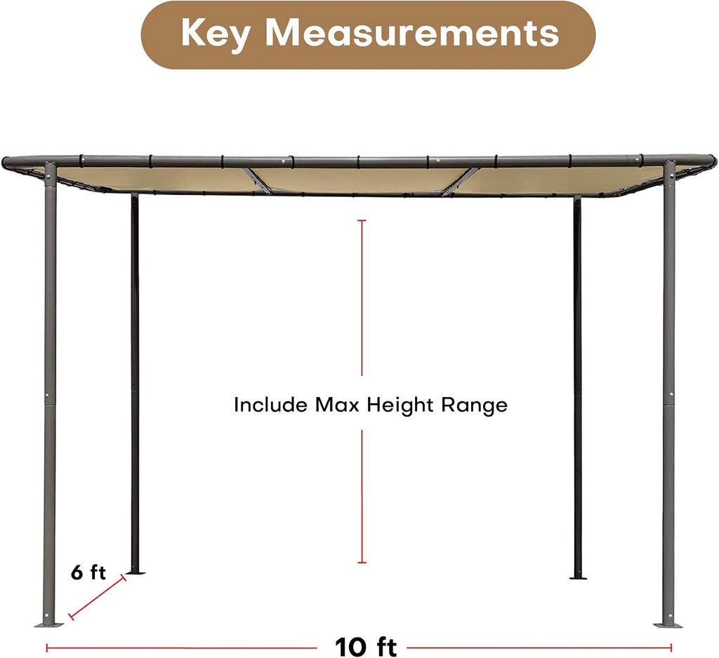 10' x 6' Lean-to Gazebo Canopy – Wall-Mounted Patio Awning with Sloped Roof, UV & Water-Resistant Cover, Powder-Coated Steel Frame – Outdoor Pergola for Deck, Garden, or Backyard Shade