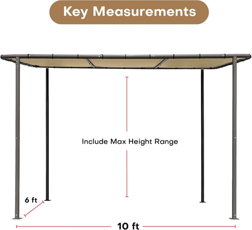 10' x 6' Lean-to Gazebo Canopy – Wall-Mounted Patio Awning with Sloped Roof, UV & Water-Resistant Cover, Powder-Coated Steel Frame – Outdoor Pergola for Deck, Garden, or Backyard Shade