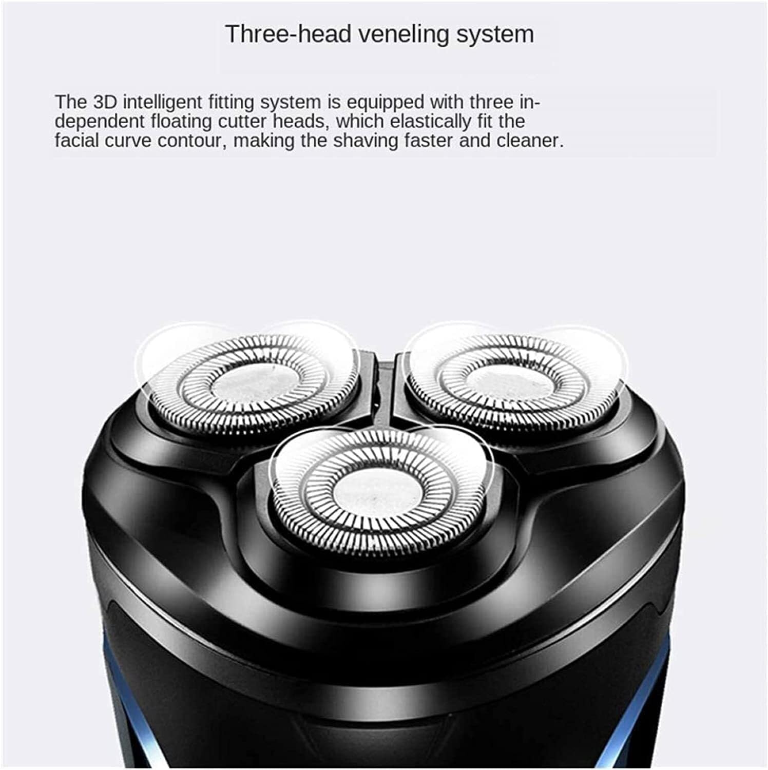 Rechargeable Waterproof IPX7 Electric Shaver Wet & Dry Rotary Shavers for Men Electric Shaving Razors with Pop-up Trimmer, Blue