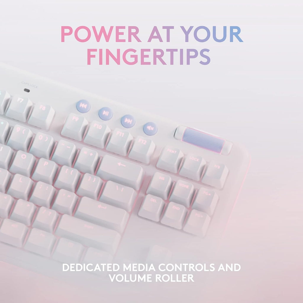 Logitech G713 Wired Mechanical Gaming Keyboard Tactile + G705 Wireless Gaming Mouse Bundle - White Mist