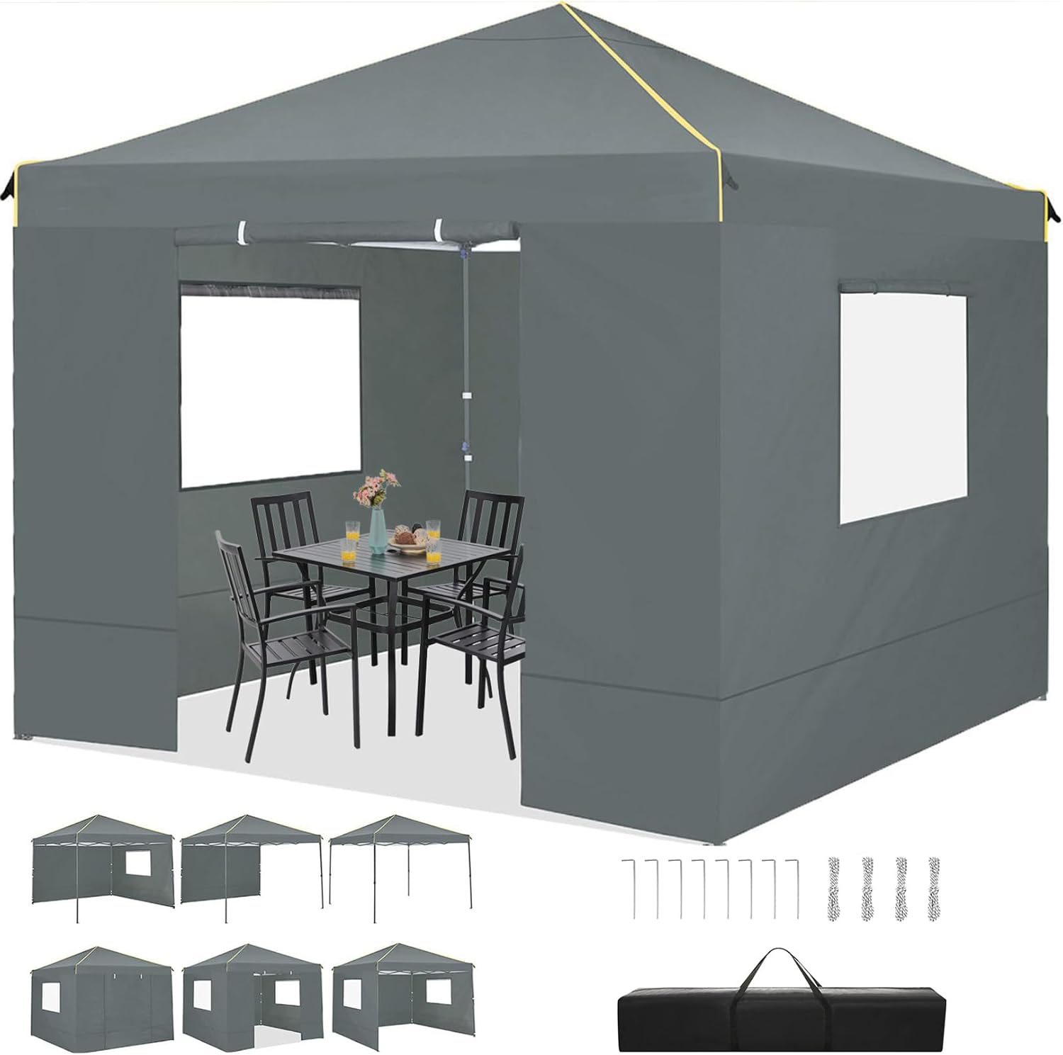COBIZI 10x10 Pop Up Canopy Tent with Sidewalls and Roll-up Ventilated Windows with Mosquito net, Ez Outdoor Commercial Instant Gazebo Tent for Party Waterproof with Carrybag
