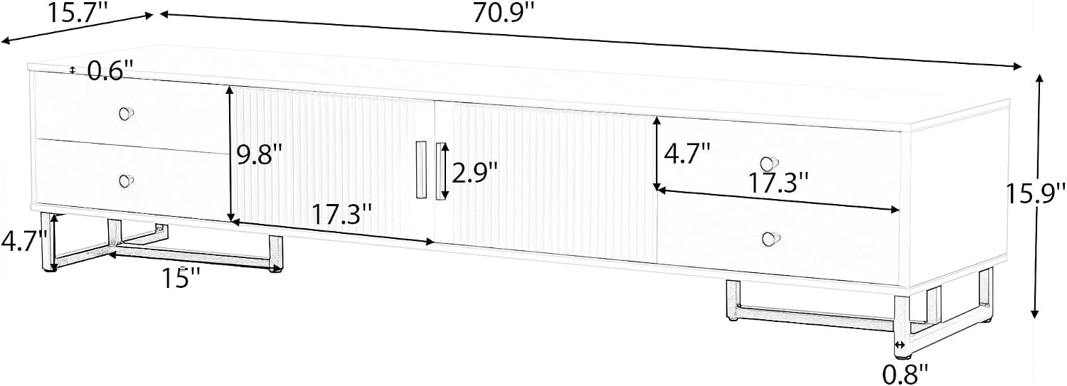 TV Stand for 65+ Inch TV, Entertainment Center TV Media Console Table, Modern TV Stand with Storage, TV Console Cabinet Furniture for Living Room