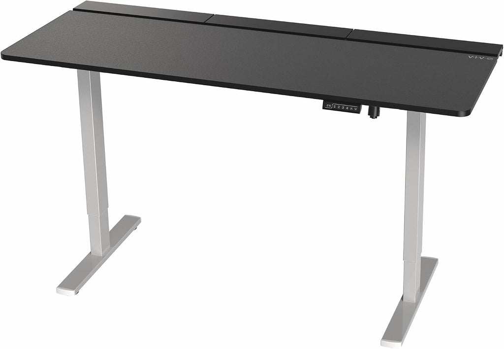 VIVO Electric 71 x 30 in Standing Adjustable Gaming Desk with Hidden Cable Trays, Full-Size Mouse Pad, Holds 220 lbs, Black Top Gray Frame, DESK-KIT-1G6-P3B-71