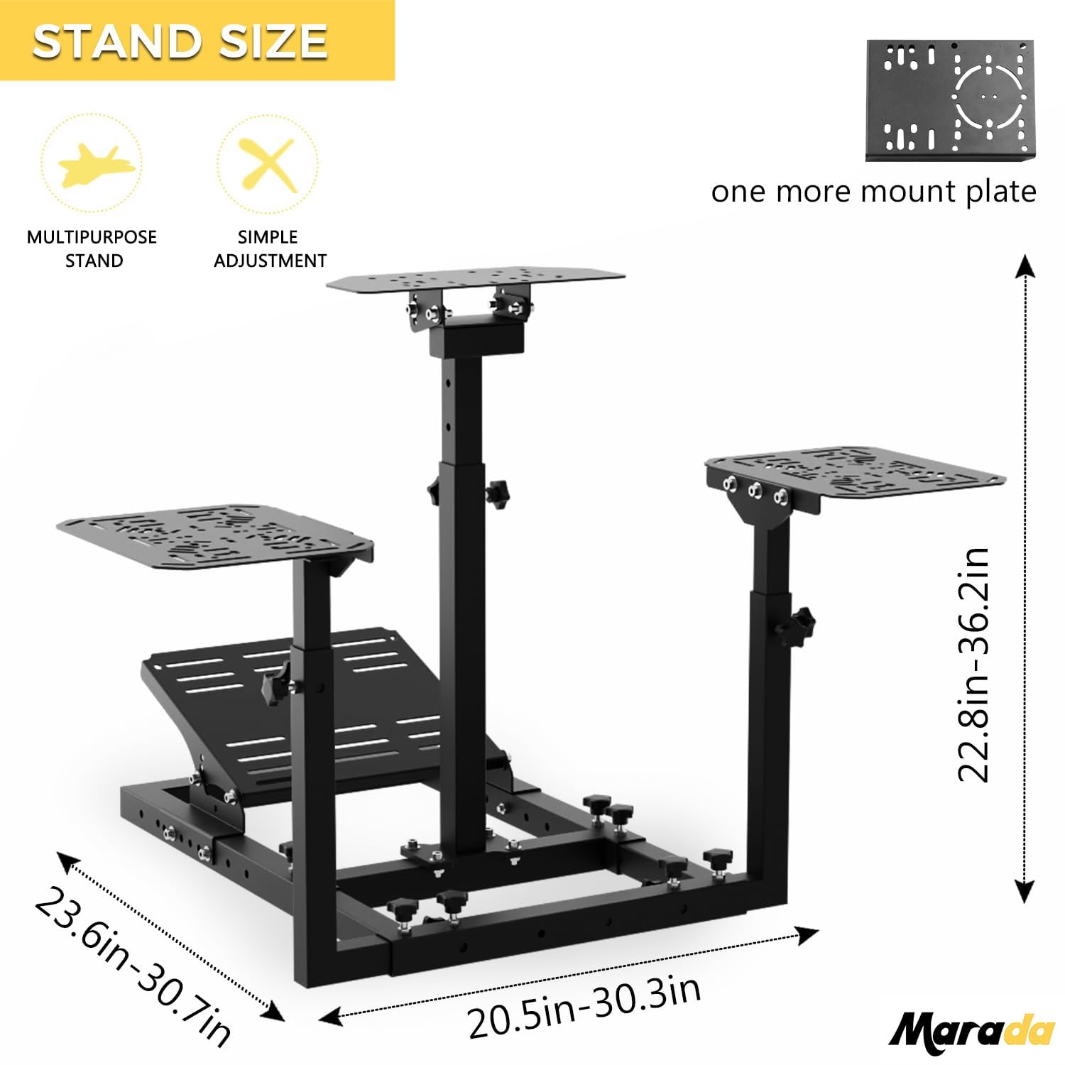 Marada Universal Flight Racing Simulator Stand, Three Axis Adjustable, And Hold Mouse and Keyboard, Fit for Thrustmaster,for Logitech,for Honeycomb,the Fight Sim Cockpit Electronic Device Not Included