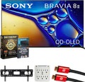 Sony K55XR80M2 BRAVIA 8 II 55' QD-OLED 4K HDR TV (2025) Bundle with CPS Exclusive 26 Month Protection, Wall Mount, 2X HDMI Cables, Surge Adapter & Deco Gear Complete Home Theater Beginner's Guidebook