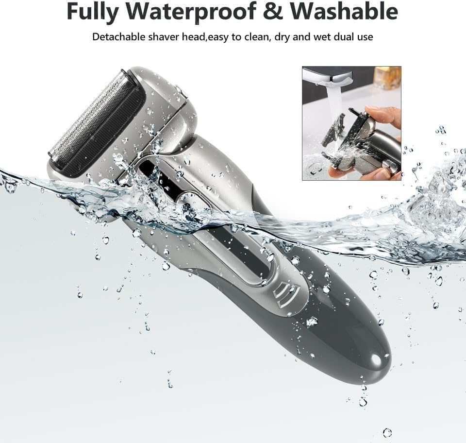 Electric Shavers for Bald Men, Reciprocating Electric Shaver 3 Blade Shaving System USB Rechargeable Shaving Machine for Men (Color : Gray)