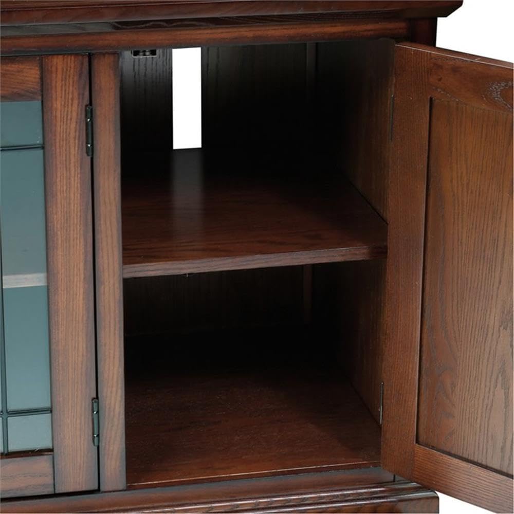 Leick Home 80360 Leaded Glass TV Stand For 65' TV's, Burnished Oak