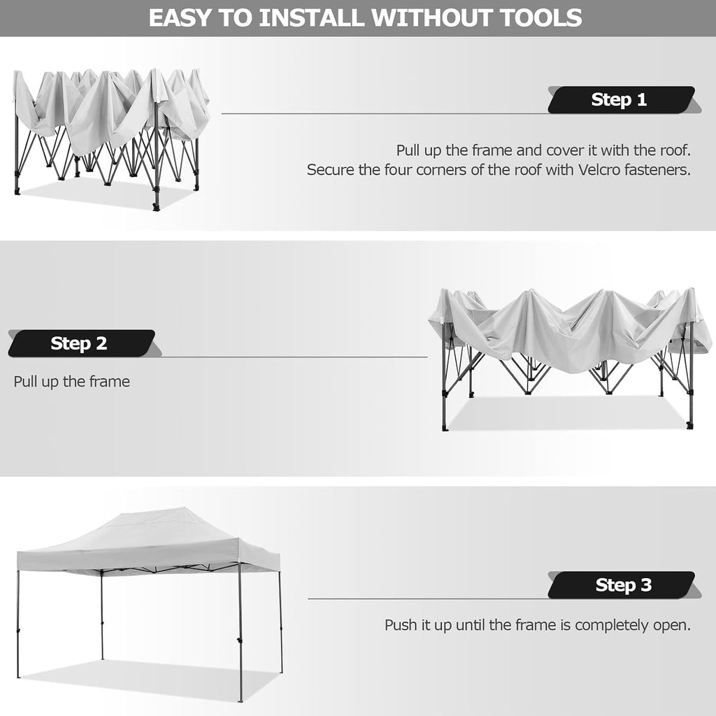 COBIZI 10x15 Heavy Duty Pop up Canopy Tent Easy Up Commercial Outdoor Canopy Wedding Party Tents for Parties All Season Wind & Waterproof Gazebo with Carry Bag, White(Frame Thickened)