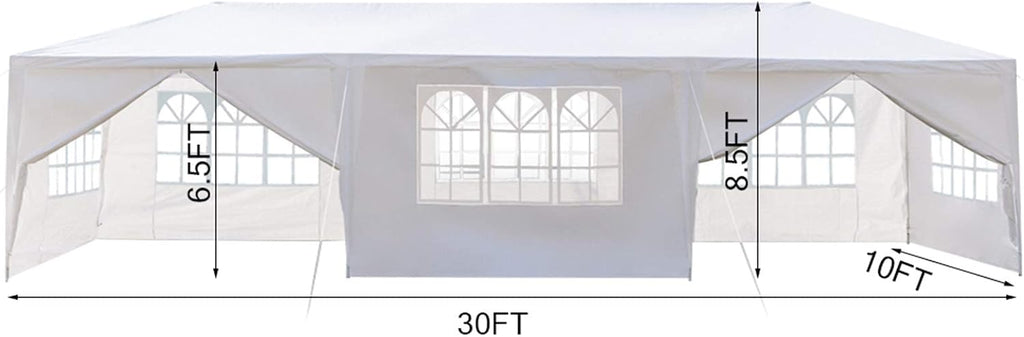 Outdoor Gazebo Canopy Wedding Party Tent Camping Shelter Commercial Instant Shelter Waterproof Tent with Removable Side Walls (Upgrade 10'x30' Eight Sides)
