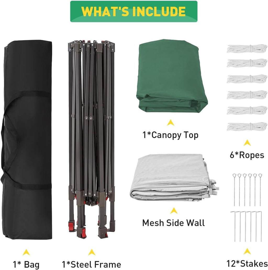 Outdoor Pop-Up Gazebo for Patio13'x13',Metal Frame Canopy with Double Roofs,Heavy Duty Party Tent and Shelter with Mosquito Netting,Zippered Mesh Sidewalls & Carrying Bag,for Patio Garden Backyard