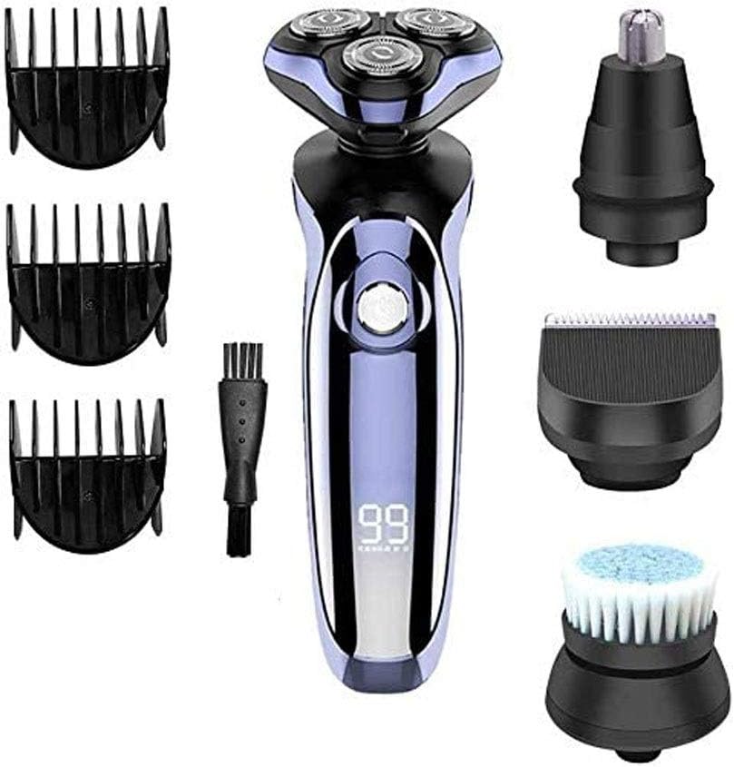 Electric Shavers for Mens,Electric Razor Dry Wet Waterproof Mens Rotary Facial Shaver, Portable Face Shaver USB Rechargeable Shaver with Hair Clipper and Nose Hair Trimmer for Husband Dad